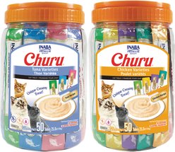 Inaba Churu Chicken Varities + Churu Tuna Puree Variety Pack Lickable Cat Treat