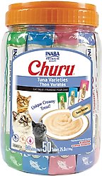 Inaba Churu Tuna Variety Creamy Puree Grain-Free Lickable Cat Treats, 0.5-oz tube, 50 count