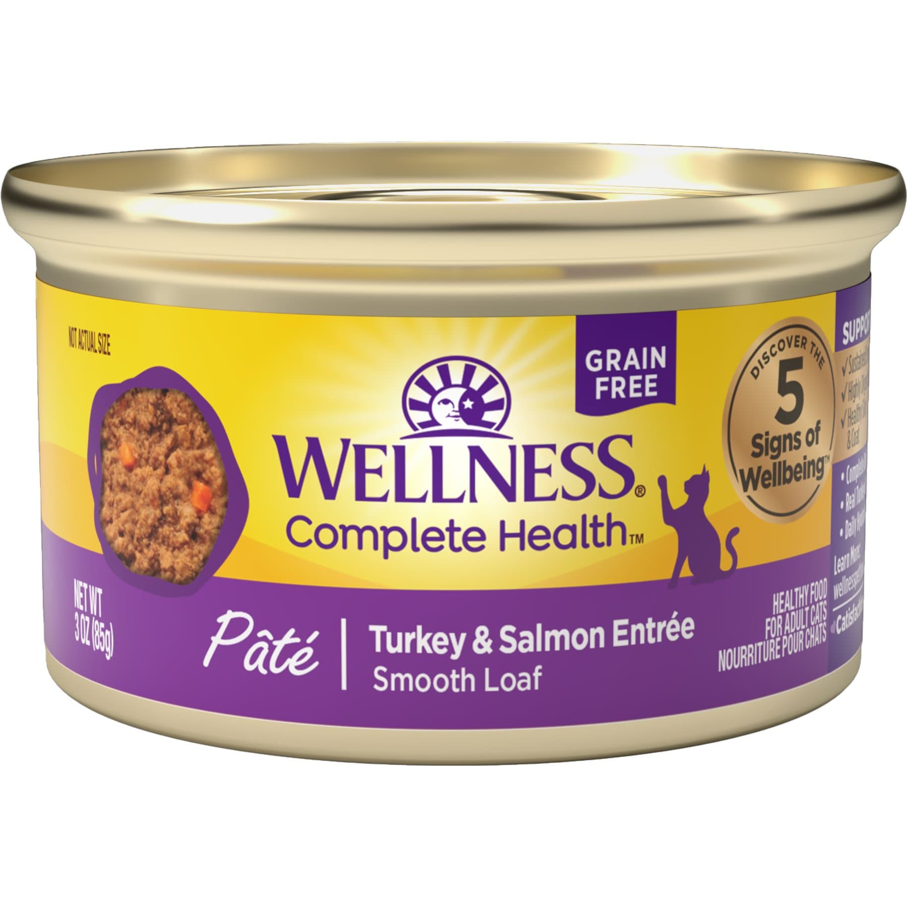 Wellness Complete Health Turkey & Salmon Formula Grain-Free Natural Canned Cat Food, 3-oz can, case of 4