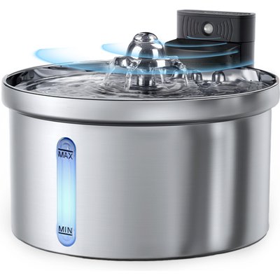 Casfuy Casfuy SY-W19 Cordless Smart Motion Sensor Stainless Steel Dog & Cat Water Fountain, 119-oz