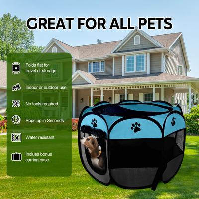 Show full view: Kylinsure Portable Foldable Dog & Cat Playpen, Blue slide 9 of 9