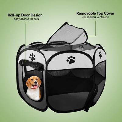 Show full view: Kylinsure Portable Foldable Dog & Cat Playpen, Grey slide 8 of 9