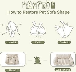 Kylinsure Corduroy Fleece Dog & Cat Sofa Bed with Removable Cover, Cream, Small slide 2 of 8