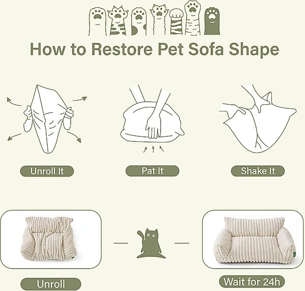 Show full view: Kylinsure Corduroy Fleece Dog & Cat Sofa Bed with Removable Cover, Cream, Small slide 7 of 8