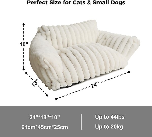 Show full view: Kylinsure Corduroy Fleece Dog & Cat Sofa Bed with Removable Cover, Cream, Small slide 4 of 8