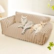 Show in main carousel: Kylinsure Corduroy Fleece Dog & Cat Sofa Bed with Removable Cover, Beign, Small slide 2 of 8