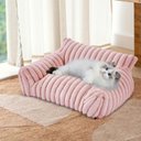 Kylinsure Corduroy Fleece Dog & Cat Sofa Bed with Removable Cover, Pink, Small