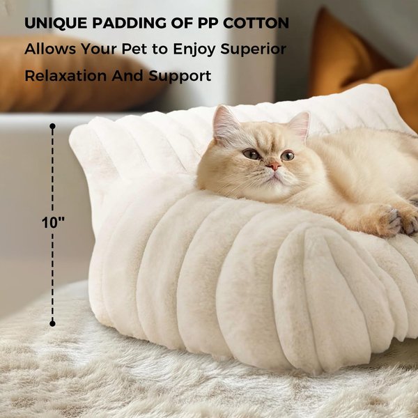 Show full view: Kylinsure Corduroy Fleece Dog & Cat Sofa Bed with Removable Cover, Cream, Small slide 8 of 8
