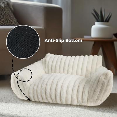 Show full view: Kylinsure Corduroy Fleece Dog & Cat Sofa Bed with Removable Cover, Cream, Small slide 6 of 9