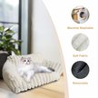 Show in main carousel: Kylinsure Corduroy Fleece Dog & Cat Sofa Bed with Removable Cover, Cream, Small slide 2 of 8