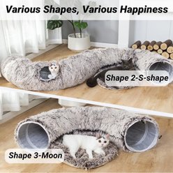 Kylinsure Plush Cat Tunnel Bed, Brown, Medium slide 2 of 7