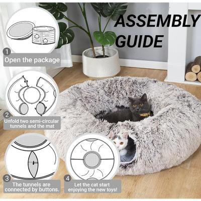 Show full view: Kylinsure Plush Cat Tunnel Bed, Brown, Medium slide 6 of 9