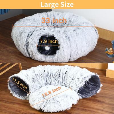 Show full view: Kylinsure Plush Cat Tunnel Bed, Grey, Medium slide 5 of 9