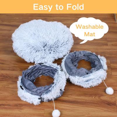 Show full view: Kylinsure Plush Cat Tunnel Bed, Grey, Medium slide 4 of 9