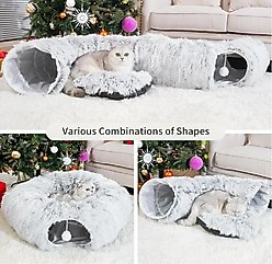 Kylinsure Plush Cat Tunnel Bed, Grey, Medium slide 2 of 8