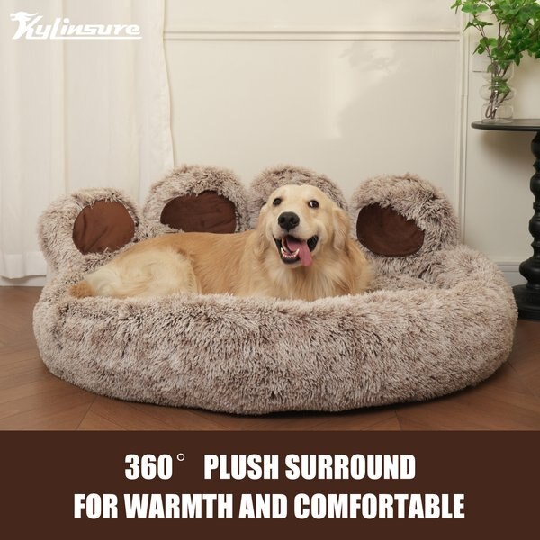 Kylinsure Round Plush Calming Donut Dog & Cat Bed