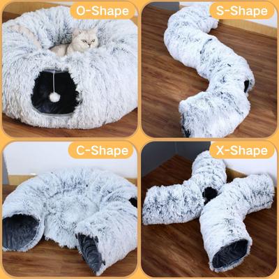 Show full view: Kylinsure Plush Cat Tunnel Bed, Grey, Medium slide 2 of 9