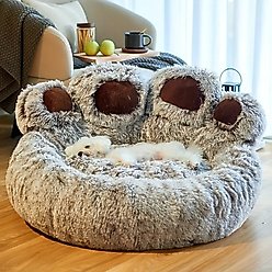 Kylinsure Round Plush Orthopedic Donut Dog & Cat Bed, Grey, Large