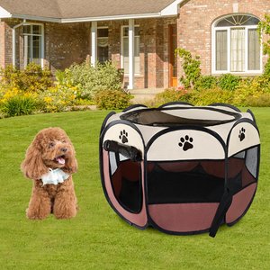 Kylinsure Portable Foldable Dog & Cat Playpen, Coffee