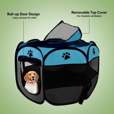 Show full view: Kylinsure Portable Foldable Dog & Cat Playpen, Blue slide 7 of 9