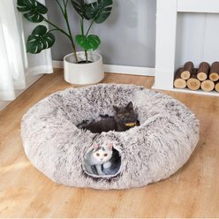 Kylinsure Plush Cat Tunnel Bed, Brown, Medium
