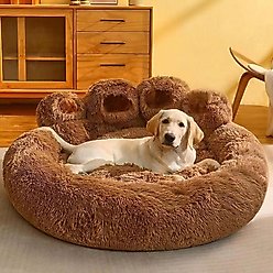 Kylinsure Round Plush Orthopedic Donut Dog & Cat Bed, Coffee, XX-Large