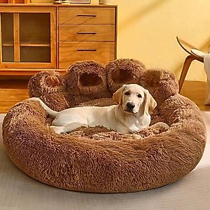 Kylinsure Round Plush Orthopedic Donut Dog & Cat Bed, Coffee, XX-Large