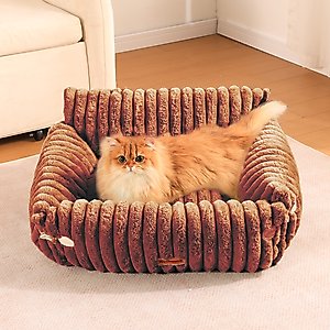 Kylinsure Sofa Dog & Cat Bed with Removable Washable Cover, Coffee, Small