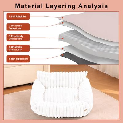 Show full view: Kylinsure Sofa Dog & Cat Bed with Removable Washable Cover, Cream, Small slide 2 of 10