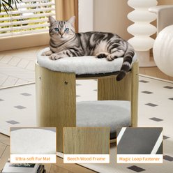 Wisfor 2-Tier Stool Cat Bunk Bed, Natural Wood & White, 17.9 x 15.7 x 15.2-in slide 2 of 6