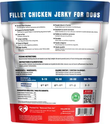Show full view: Beloved Pets Chicken Jerky Fillets Grain-Free High-Protein Human Grade Natural Dog Treats, 1.5-lb bag slide 3 of 9