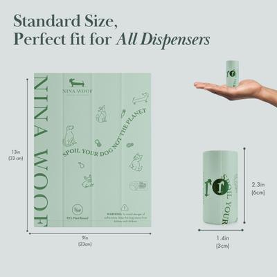 Show full view: Nina Woof Plant Based Dog Waste Bags, 90 count slide 4 of 7