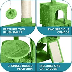 Wooflex 54-in Multi-Level Tower Cat Tree with 2 Condos, Green, One Size: 17.7 x 17.7 x 53.9-in slide 2 of 6