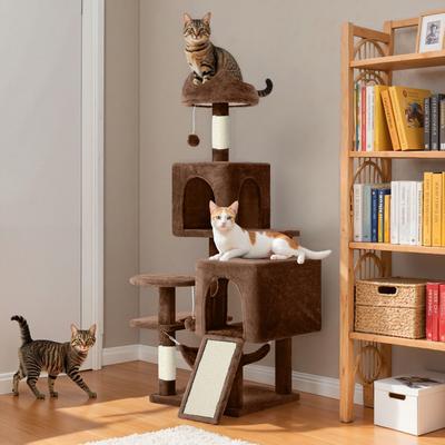 Show full view: Wooflex 54-in Multi-Level Tower Cat Tree with 2 Condos, Brown, One Size: 17.7 x 17.7 x 53.9-in slide 3 of 7