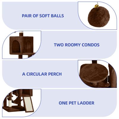 Show full view: Wooflex 54-in Multi-Level Tower Cat Tree with 2 Condos, Brown, One Size: 17.7 x 17.7 x 53.9-in slide 7 of 7