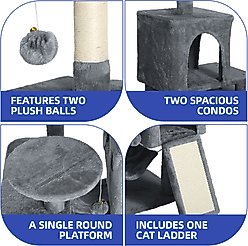 Wooflex 54-in Multi-Level Tower Cat Tree with 2 Condos, Dark Gray, One Size: 17.7 x 17.7 x 53.9-in slide 2 of 7