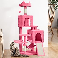 Wooflex 54-in Multi-Level Tower Cat Tree with 2 Condos, Pink, One Size: 17.7 x 17.7 x 53.9-in