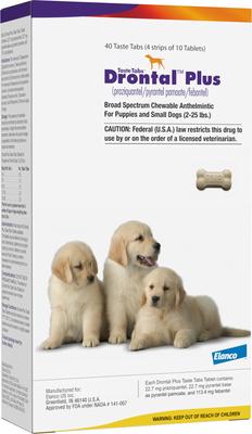 Show full view: Drontal Plus Chewable Tablet for Small Dogs & Puppies, 2-25 lbs, 1 Tablet slide 3 of 9
