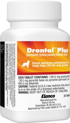 Show full view: Drontal Plus Tablet for Large Dogs, over 45 lbs, 1 Tablet slide 3 of 8