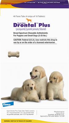Show full view: Drontal Plus Chewable Tablet for Small Dogs & Puppies, 2-25 lbs, 1 Tablet slide 7 of 9