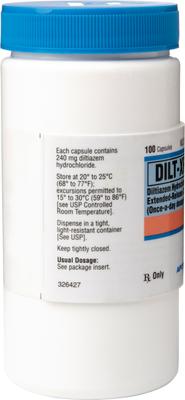 Show full view: DILT-XR (Diltiazem Hydrochloride) Extended-Release Capsules, 240-mg, 60 capsules slide 3 of 7