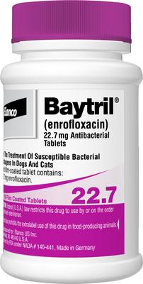 Show full view: Baytril (Enrofloxacin) Tablets for Dogs & Cats, 22.7-mg, 1 tablet slide 4 of 9