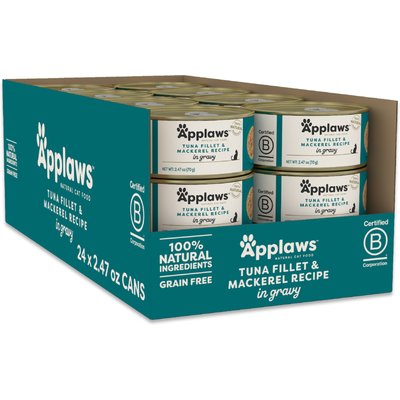 Applaws Applaws Tuna & Mackerel in Gravy Grain-Free Wet Cat Food, 2.47-oz can, case of 24