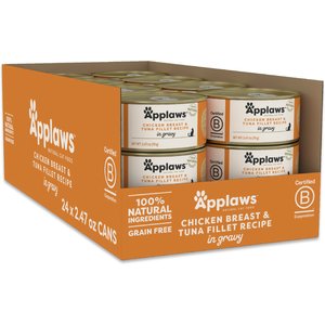 Applaws Chicken & Tuna in Gravy Grain-Free Wet Cat Food, 2.47-oz can, case of 24