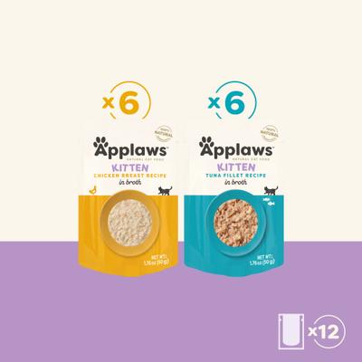 Show full view: Applaws Kitten Variety Selection in Broth Grain-Free Wet Cat Food, 1.76-oz pouch, case of 12 slide 3 of 8