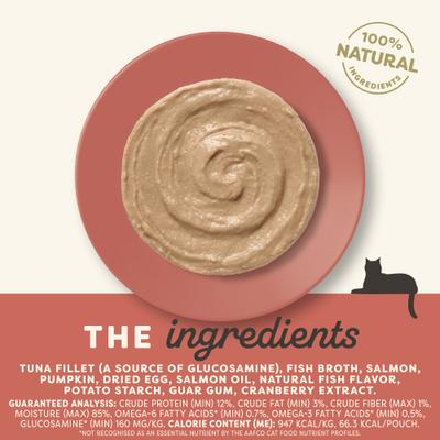 Show full view: Applaws Senior Tuna Fillet, Salmon, & Pumpkin Recipe Grain-Free Mousse Wet Cat Food, 2.47-oz pouch, case of 12 slide 5 of 9