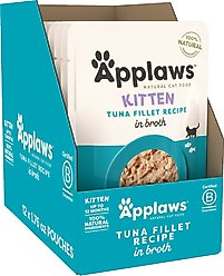 Applaws Kitten Tuna Fillet in Broth Grain-Free Wet Cat Food, 1.76-oz pouch, case of 12