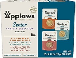 Applaws Senior Tuna Grain-Free Mousse Wet Cat Food, 2.47-oz Pouch, case of 12