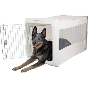 PawHut Heavy Duty Double Door Lockable Wheel Metal Dog Crate