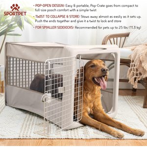 SportPet Designs Soft Sided Pop-Open Dog Kennel, White, Large